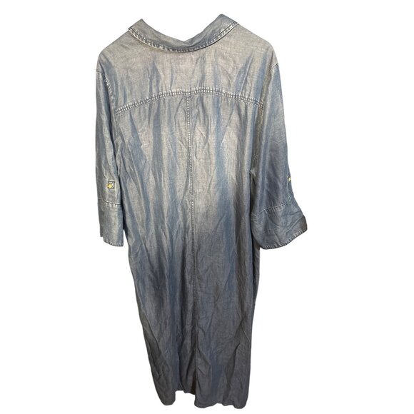 Chicos Sz 20 Denim Blue Button Down Maxi Shirt Dress Lightweight Chambray - Picture 4 of 4